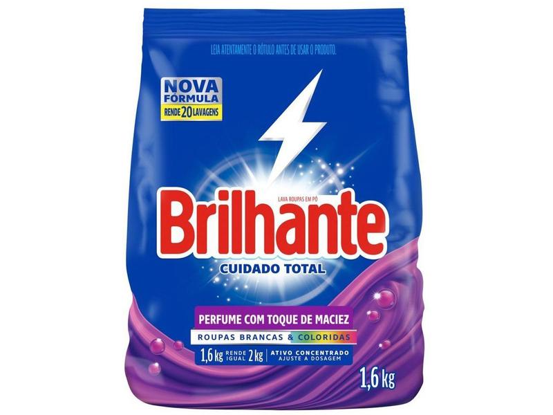 Lava Roupas em Pó Brilhante Roupas Brancas e Coloridas Cuidado Total 1,6kg