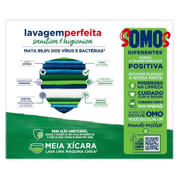 Imagem de Lava-Roupas em Pó Omo Ativo Concentrado Lavagem Perfeita Sanitiza & Higieniza Caixa 800g