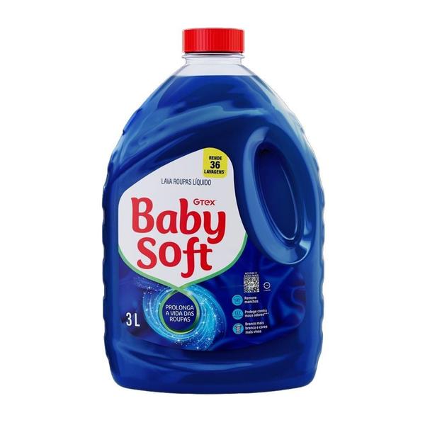 Imagem de Lava Roupas Líquido Baby Soft  Azul 3 Litros - 4 Unidades