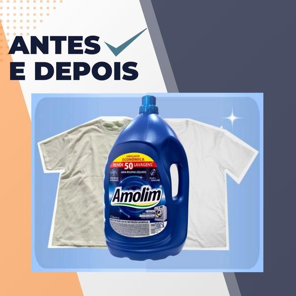 Imagem de Lava Roupas Líquido Clássico Amolim 5L Alta Limpeza Econômica Perfume Suave