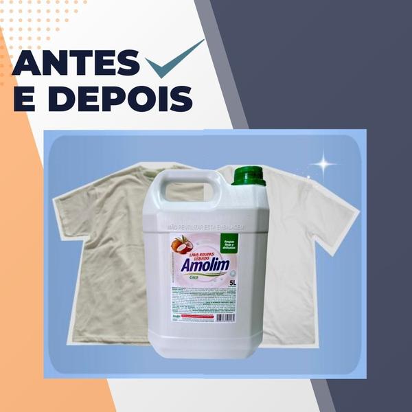 Imagem de Lava Roupas Líquido Coco Amolim 5L Sabão Líquido Antialérgico Bactericida Roupas Finas e Delicadas