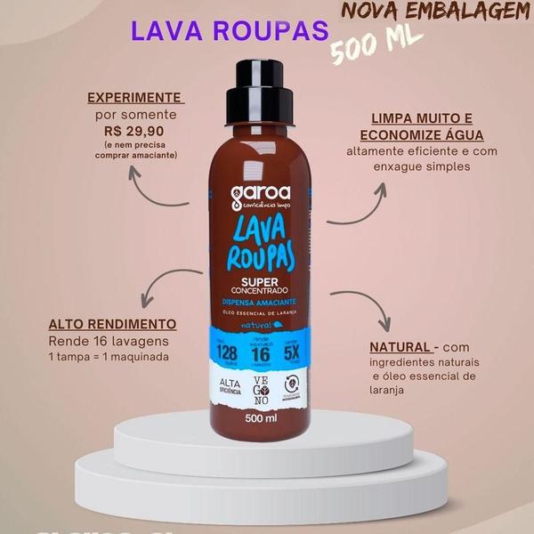 Imagem de Lava Roupas Super Concentrado Natural 500Ml Garoa - 3 Unid.