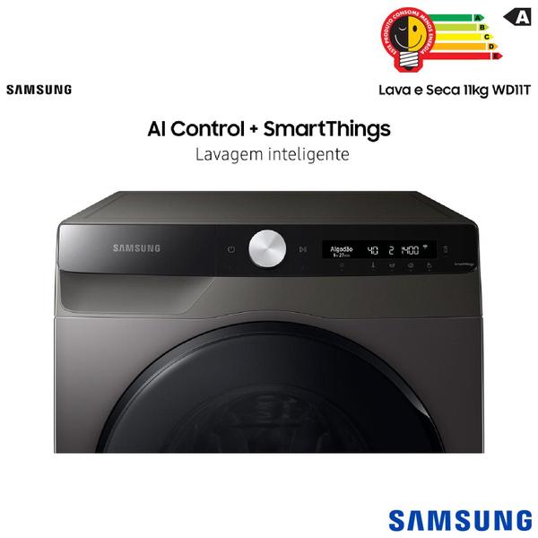 Imagem de Lava & Seca 11 Kg Samsung SmartThings Inox Look com 12 Programas de Lavagem - WD11T504DBX