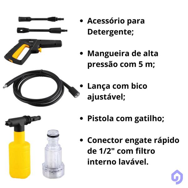 Imagem de Lavadora Alta Pressão 1400W 1600lbs Jato Vonder 220V