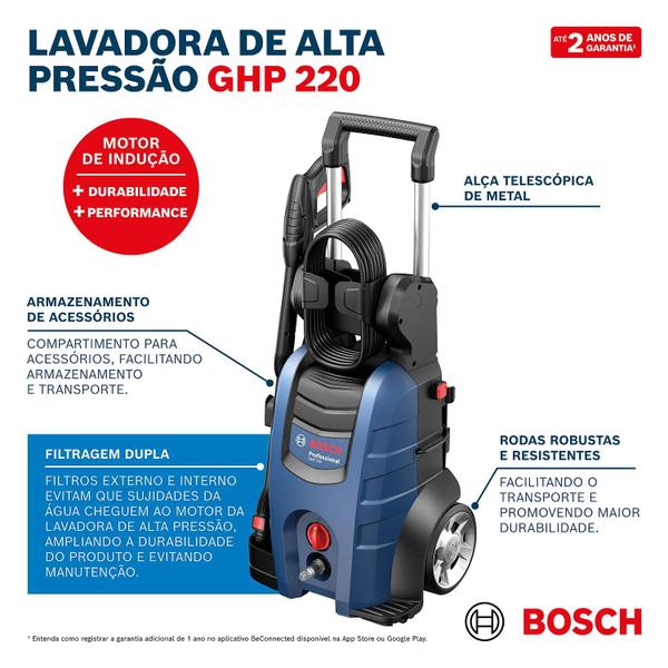 Imagem de Lavadora Alta Pressão Profissional Bosch GHP 220 de 2.200 PSI 2.100w e Vazão de 360 L/H - 220v