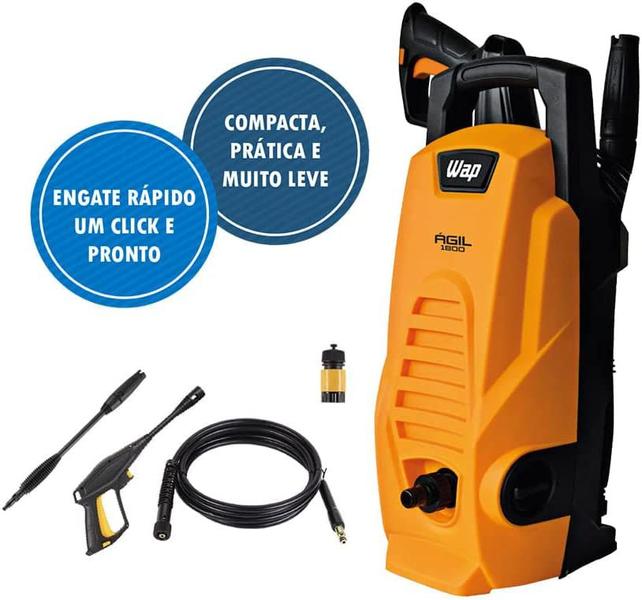 Imagem de Lavadora Alta Pressão Wap Ágil 1800 Motor Universal Amarela e Preta 1400w 1300psi 300 l/h - 127v