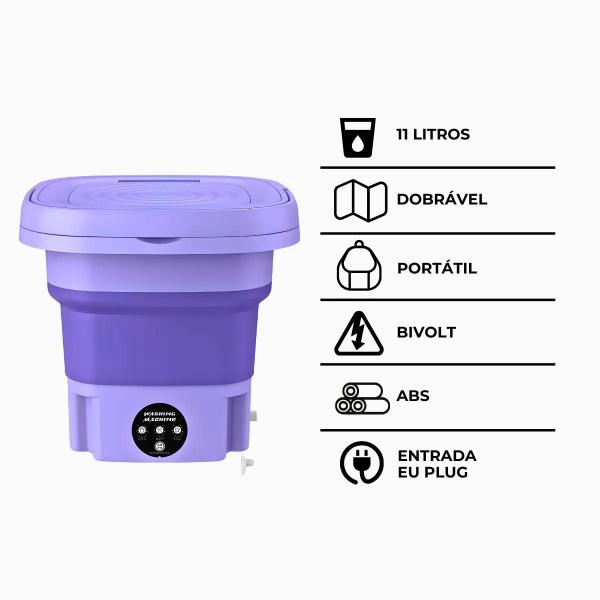 Imagem de Lavadora Compacta para Roupas Delicadas e de Bebê  Mini Máquina de Lavar com Esterilização UV