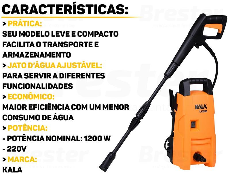 Imagem de Lavadora De Alta Pressão Compacta Com Jato Regulável + Mangueira Pistola E Recipiente Para Detergente 