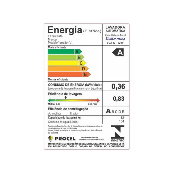 Imagem de Lavadora de Roupas Colormaq LCA 12 - 12 kg Branca