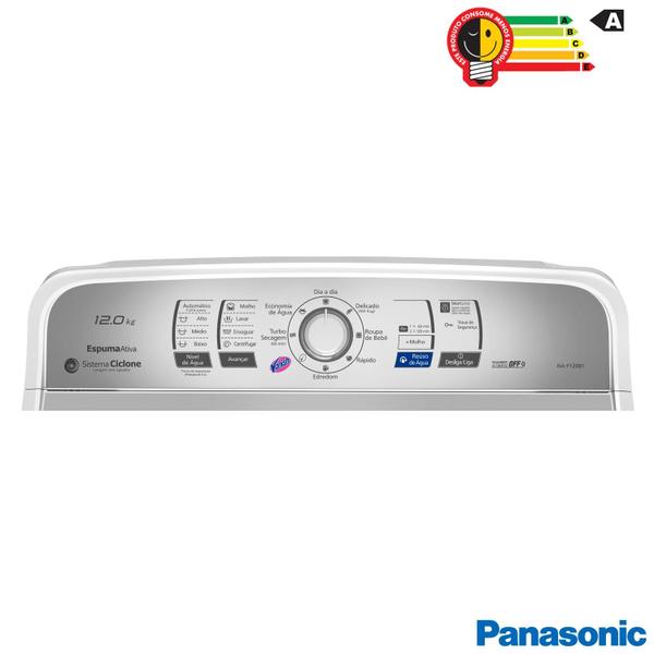 Imagem de Lavadora de Roupas Panasonic 12kg Branca com 8 Programas de Lavagem - NA-F120B1WA