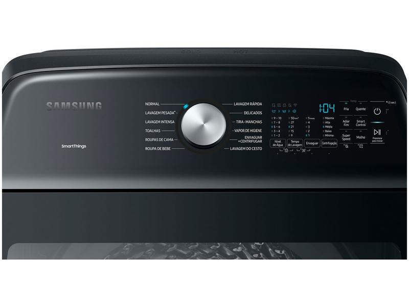 Imagem de Lavadora de Roupas Samsung Inverter 23kg Inox 12 Programas de Lavagem Preto Caviar WA23B