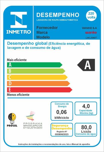 Imagem de Lavadora de Roupas Wanke Super Semiautomática 8,5kg Branca