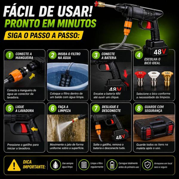 LAVAエントリーセット Lavadora Lava Jato 48V Portátil 50 BAR 2000 W Alta Pressão