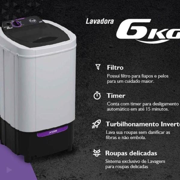 Imagem de Lavadora Praxis 6kg sem Dreno - 220v Branco e Preto