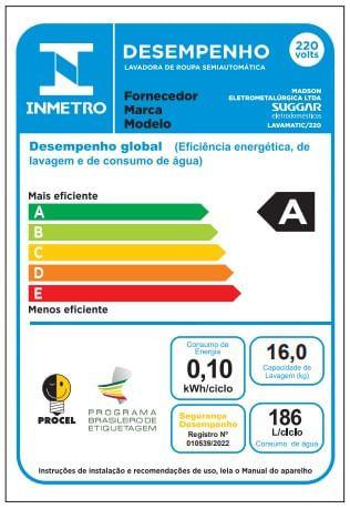 Imagem de Lavadora Semi-Automática Lavamac 16Kg Suggar LC1622BR Branca 220V