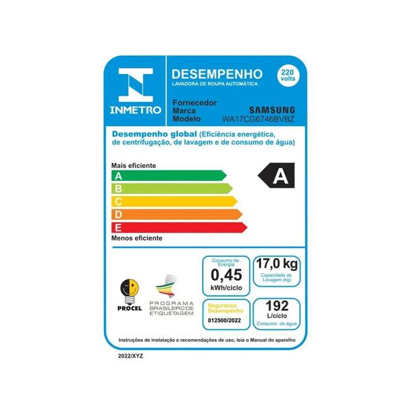 Imagem de Lavadora Smart Samsung Digital Inverter WA17CG Black 17kg 220V + Geladeira Samsung BMF RB50DG6020S9BZ SmartThings 462L Inox Look 220v