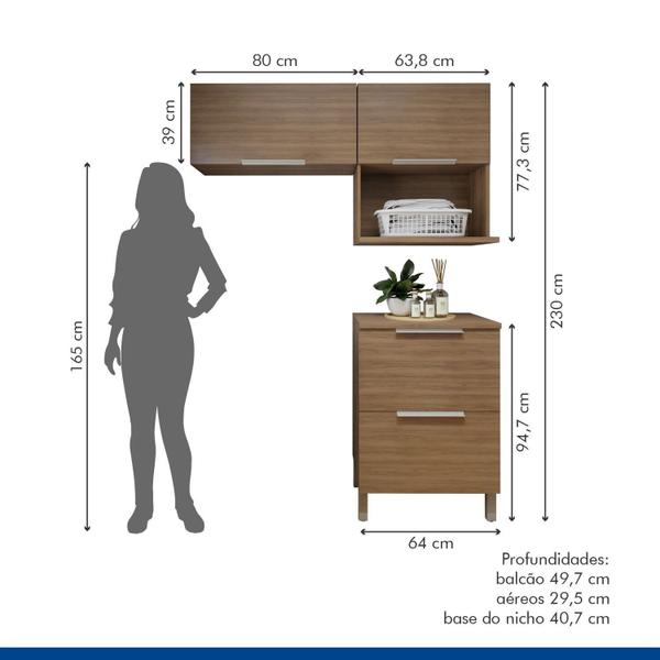 Imagem de Lavanderia Modulada 2 Amários Aéreos com 1 Balcão Tex 108 