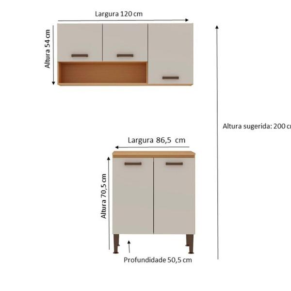 Imagem de Lavanderia Modulada 2 Peças , 1 Armário Aéreo 1 Balcão Duas Portas 100% Mdf Freijó