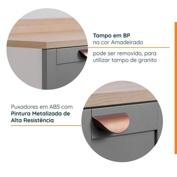 Imagem de Lavanderia Modulada 2 Peças 1 Armário Aéreo 3 Portas 1 Balcão Cabecasa Madeiramadeira