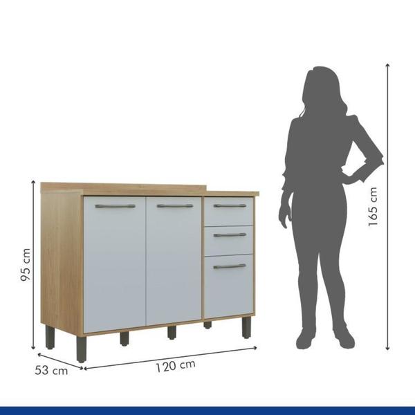 Imagem de Lavanderia Modulada Armário Multiuso, Balcão 3 Portas e Armário Aéreo Áustria Cinamomo/Off White