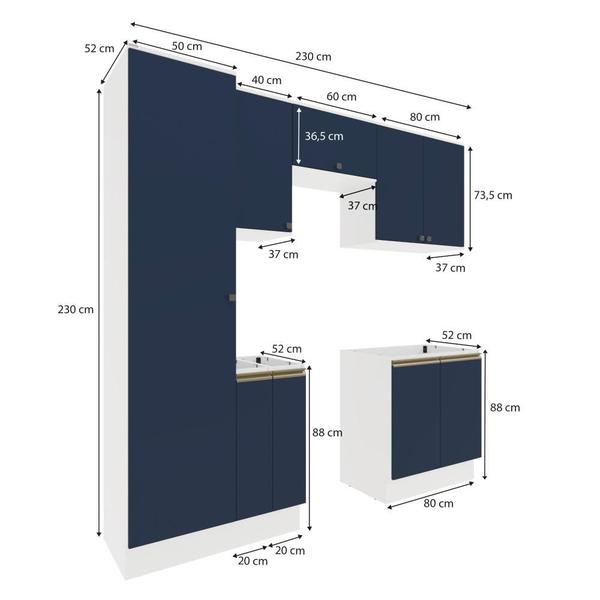 Imagem de Lavanderia Modulada Kappesberg Celeste 7 Peças Branco/Azul 230cm