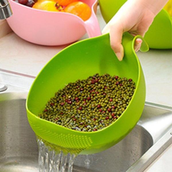 Imagem de Lavando legumes Cesta de drenagem de arroz de colander de frutas com alças Pia Drenar cozinha drenagem de armazenamento doméstico Sacos e Cestas