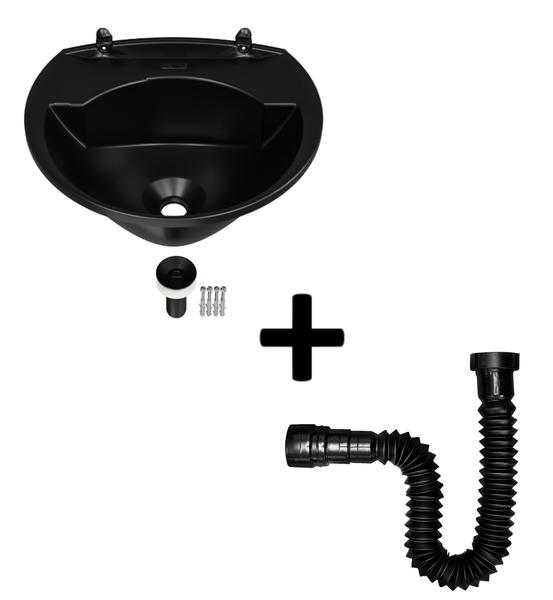 Imagem de Lavatório Plástico 3,8L + Sifão Universal Preto Lavabo Astra