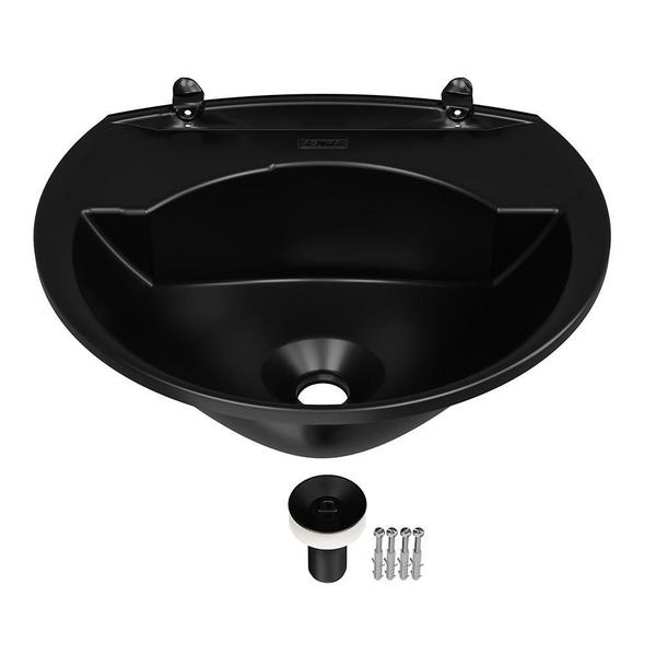 Imagem de Lavatório Plástico 3,8L + Sifão Universal Preto Lavabo Astra