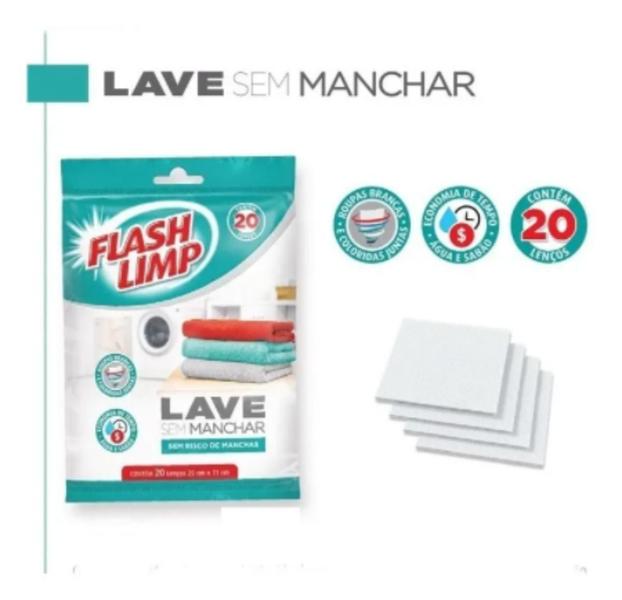 Imagem de Lave Sem Manchar 20 Peças - 12 Pacotes FlashLimp