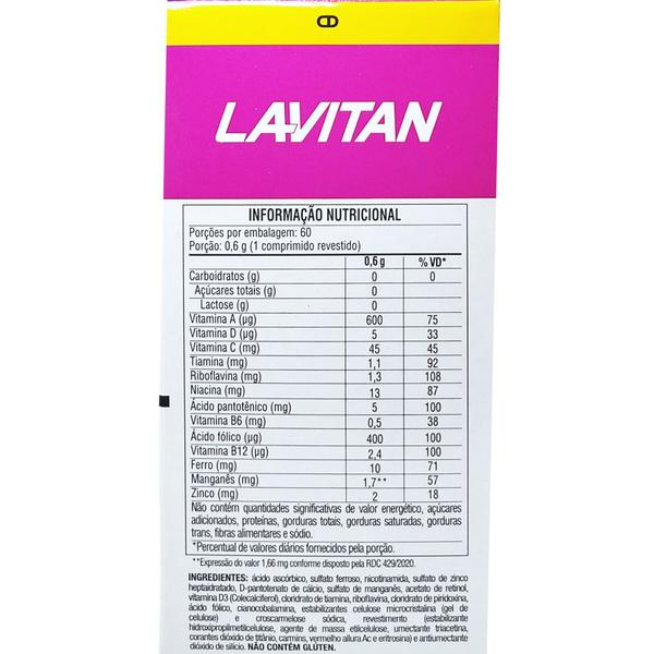 Lavitan A-Z Mulher com 60 Comprimidos - CIMED Imagem de Lavitan A-Z Mulher com 60 Comprimidos