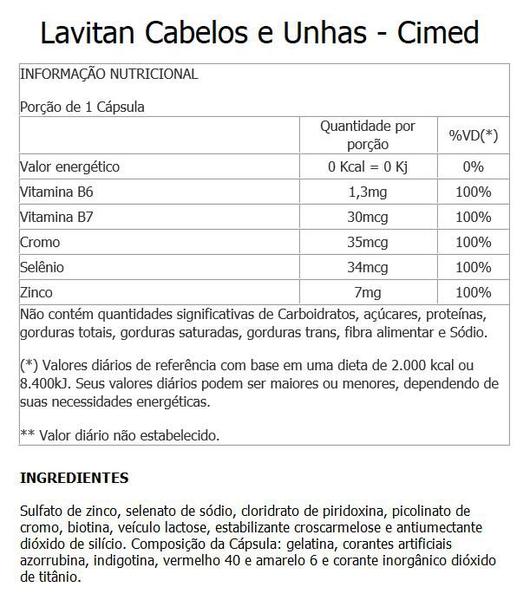 Imagem de Lavitan Cabelos e Unhas 3 unidades de 30 Cápsulas Cimed