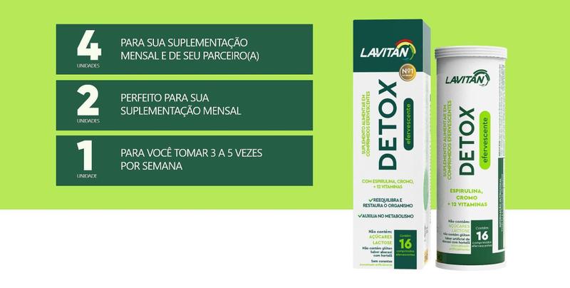 Imagem de Lavitan detox 16 efervescente c/ espirulina e cromo 16 caps - Cimed