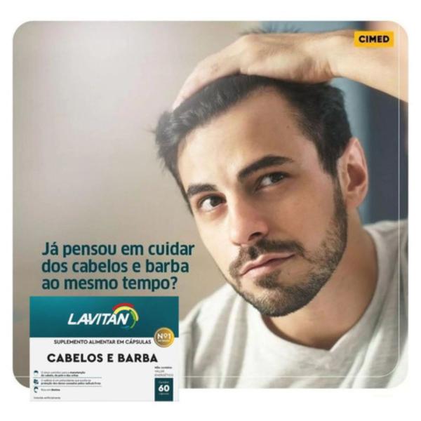 Lavitan homem cabelo e barba 60cpr Imagem de Lavitan homem cabelo e barba 60cpr