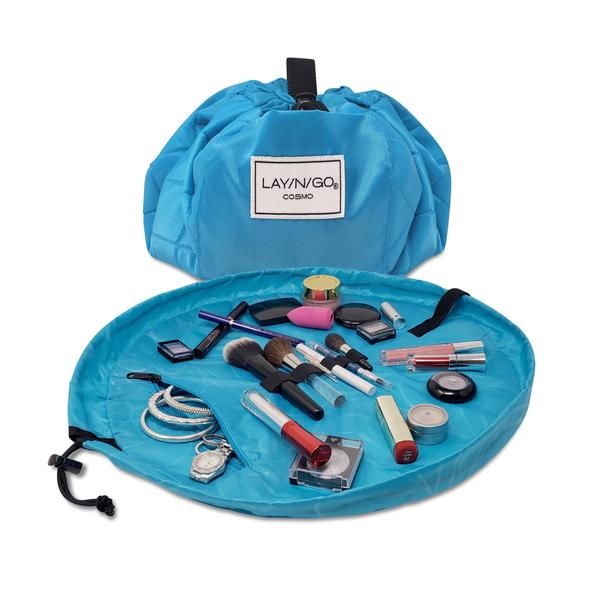 Imagem de Lay-n-Go Cosmo Drawstring Makeup Organizer Cosmetic & Toiletry Bag for Travel, e Uso Diário com um Design Patenteado Durável, 20 polegadas, Ocean Blue