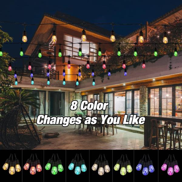 Imagem de LED de mudança de cor String Lights IPStank Outdoor 48FT