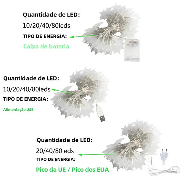 Imagem de Led Estrela Luzes Da Corda 1.5m/3m/6m/10m Bateria Usb Alimentado Guirlanda De Natal Lâmpadas De