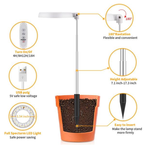 Imagem de LED Grow Light GooingTop Halo para plantas de interior com temporizador