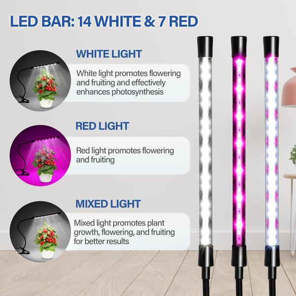 Imagem de LED Grow Lights iPower Full Spectrum 3 modos de temporização 1 tubo