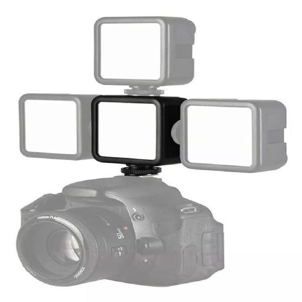 Imagem de Led light para camera - bateria interna - acoplavel - rgb - 64leds -c / adaptador