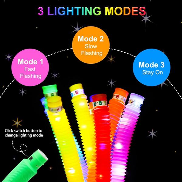 Imagem de LED Light Up Pop Tubes Glow Sticks, pacote com 15 unidades para festas infantis