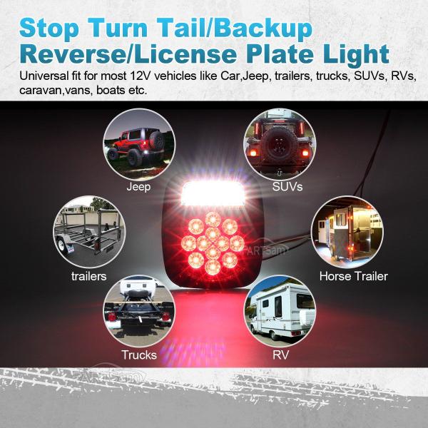 Imagem de LED Stop Turn Tail Stud Lights Partsam vermelho/branco para Jeep