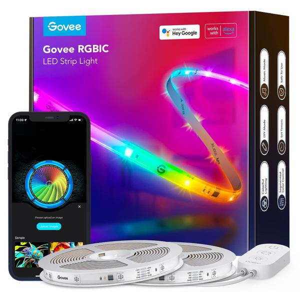 LED Strip Lights Govee 20m RGBIC para quarto compatível com Alexa Imagem de LED Strip Lights Govee 20m RGBIC para quarto compatível com Alexa