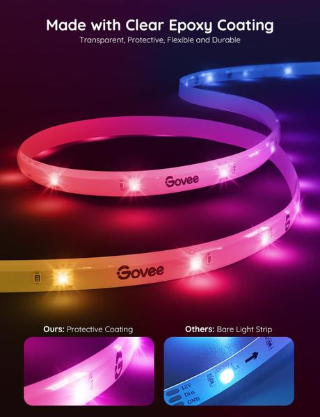 LED Strip Lights Govee 20m RGBIC para quarto compatível com Alexa Imagem de LED Strip Lights Govee 20m RGBIC para quarto compatível com Alexa
