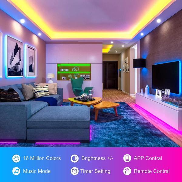 Imagem de LED Strip Lights HBOWMDJIA 150 pés (2 rolos de 45 m) Music Sync