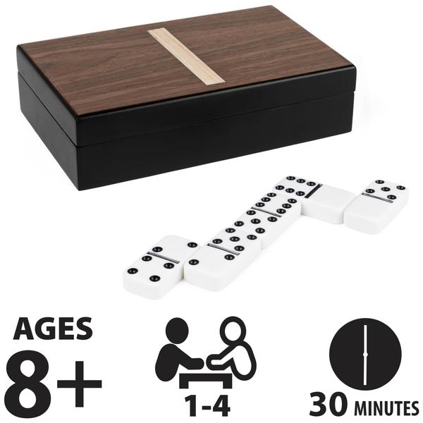 Legacy Deluxe Double-6 Dominoes, Clássico Original Board Game Set de 28 Dominós em Casa de Madeira Forrada, para Crianças e Adultos Com 8 anos ou mais - Spin Master Games Imagem de Legacy Deluxe Double-6 Dominoes, Clássico Original Board Game Set de 28 Dominós em Casa de Madeira Forrada, para Crianças e Adultos Com 8 anos ou mais