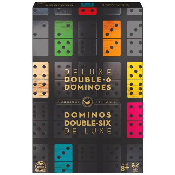 Legacy Deluxe Double-6 Dominoes, Clássico Original Board Game Set de 28 Dominós em Casa de Madeira Forrada, para Crianças e Adultos Com 8 anos ou mais - Spin Master Games Imagem de Legacy Deluxe Double-6 Dominoes, Clássico Original Board Game Set de 28 Dominós em Casa de Madeira Forrada, para Crianças e Adultos Com 8 anos ou mais