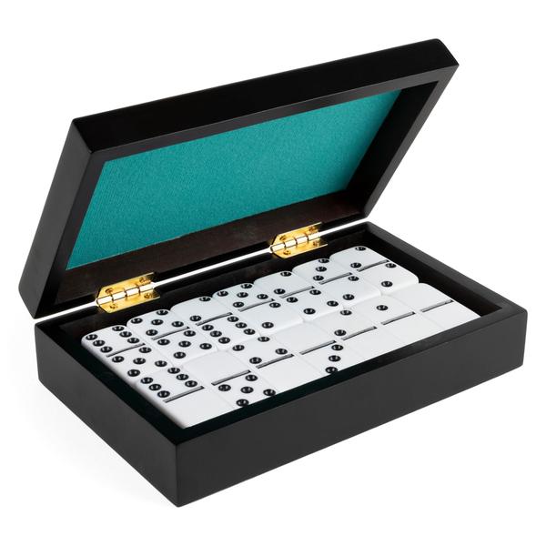 Legacy Deluxe Double-6 Dominoes, Clássico Original Board Game Set de 28 Dominós em Casa de Madeira Forrada, para Crianças e Adultos Com 8 anos ou mais - Spin Master Games Imagem de Legacy Deluxe Double-6 Dominoes, Clássico Original Board Game Set de 28 Dominós em Casa de Madeira Forrada, para Crianças e Adultos Com 8 anos ou mais