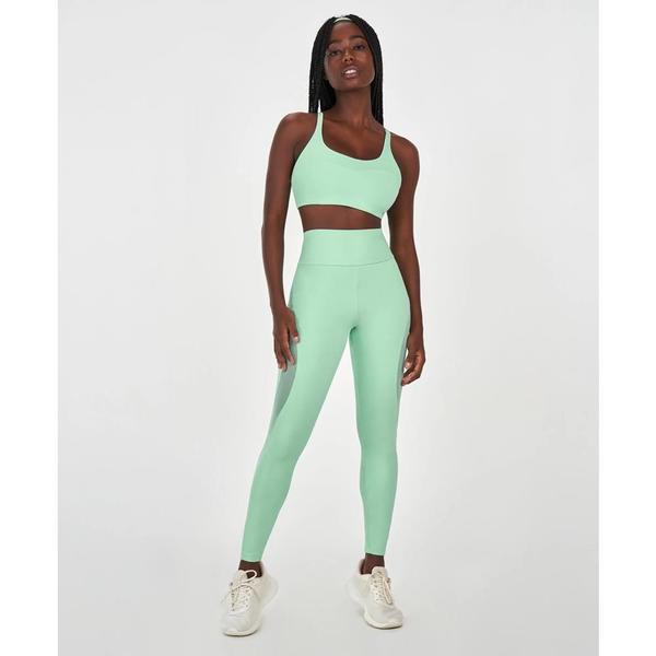 Imagem de Legging Alto Giro Feminina Recorte Com Tule Fitness Esporte