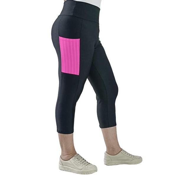 Imagem de Legging Corsário Calça Capri com Bolsos Poliamida Spandex P M G GG PINA