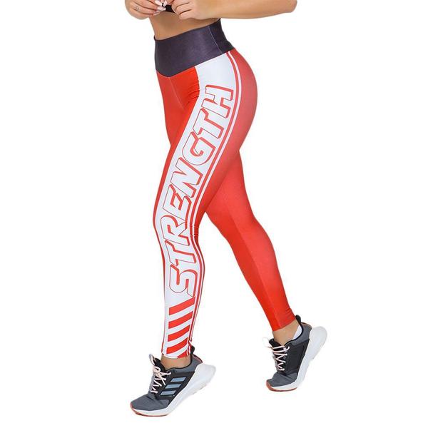 Imagem de Legging Feminina Fitness Strenght Vermelho Branco